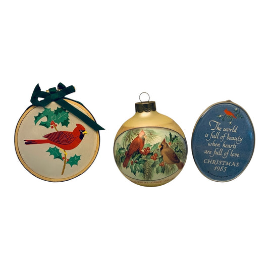 48373 - 4" Hallmark Time For Love 1990 Cardinal Christmas Ornaments Set Of 3 |TBD|