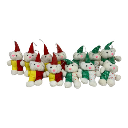 48415 - Set of Twelve Dressed Christmas teddy bears Ornaments |TBD|