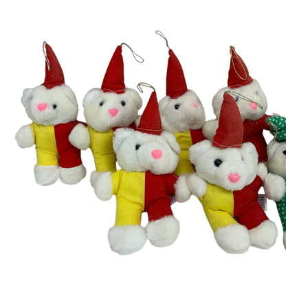 48415 - Set of Twelve Dressed Christmas teddy bears Ornaments |TBD|