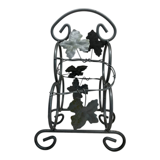 40908 - 13" Three Bottle Metal Countertop Grape Leaf Wine Rack |11-20|