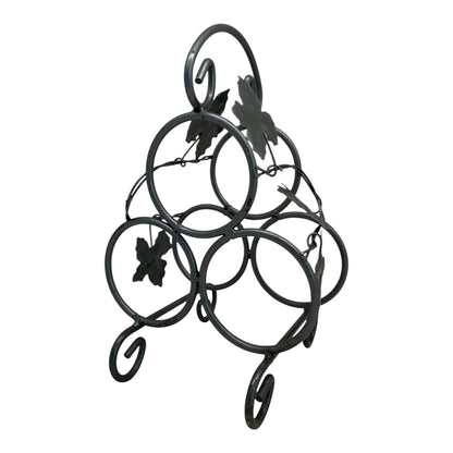 40908 - 13" Three Bottle Metal Countertop Grape Leaf Wine Rack |11-20|