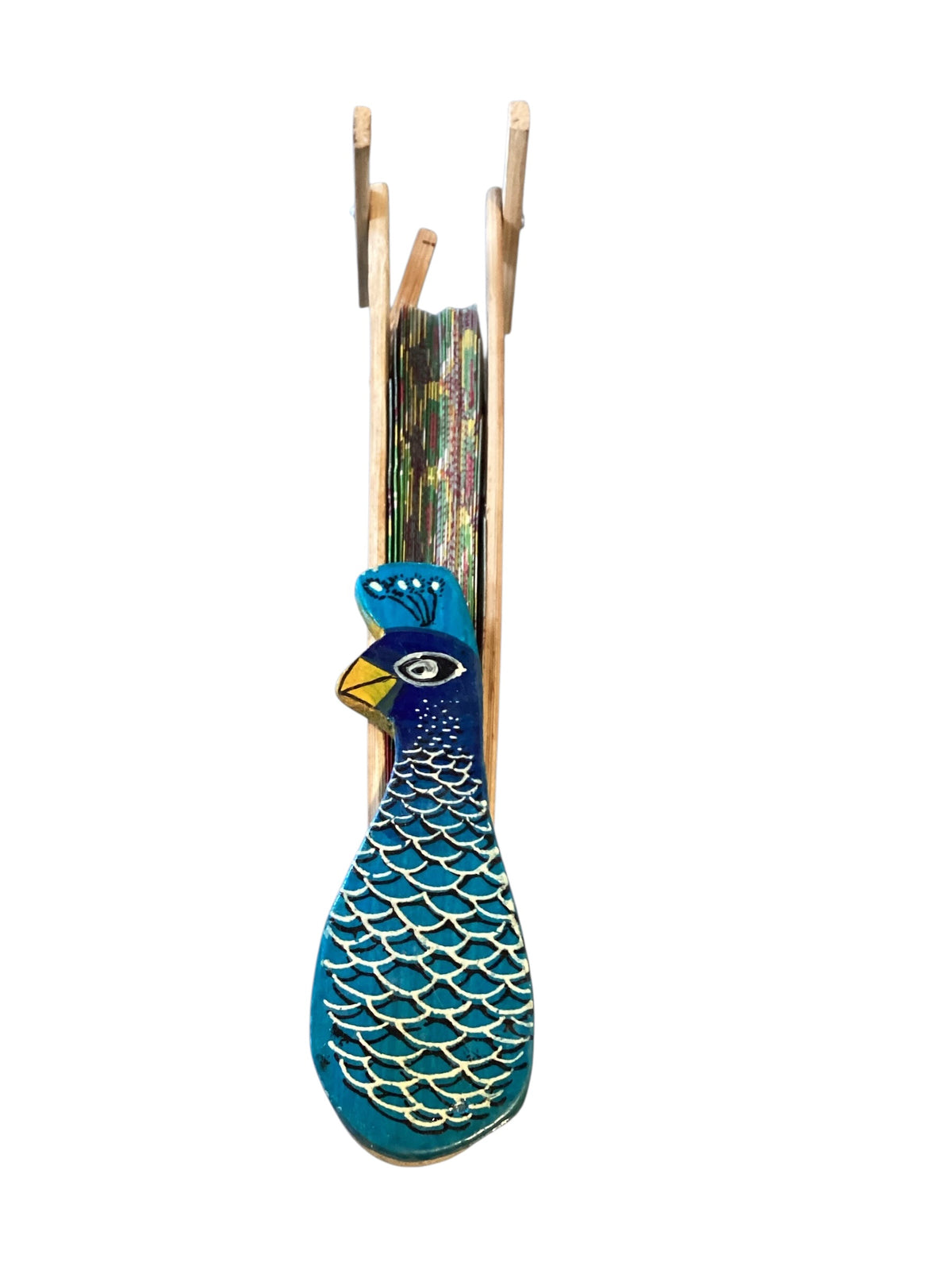 17492 - Peacock Folding Fan 13" Closed |Pod 3-17| |W-18|