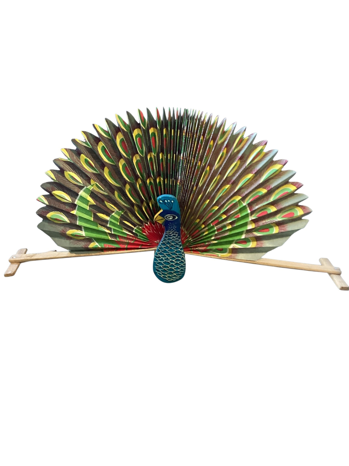 17492 - Peacock Folding Fan 13" Closed |Pod 3-17| |W-18|