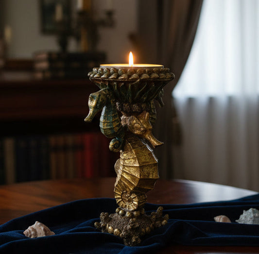15777 - Buy One Get One Free 11" Ceramic Seahorse Candleholder |16-28| |16-31| |16-32|