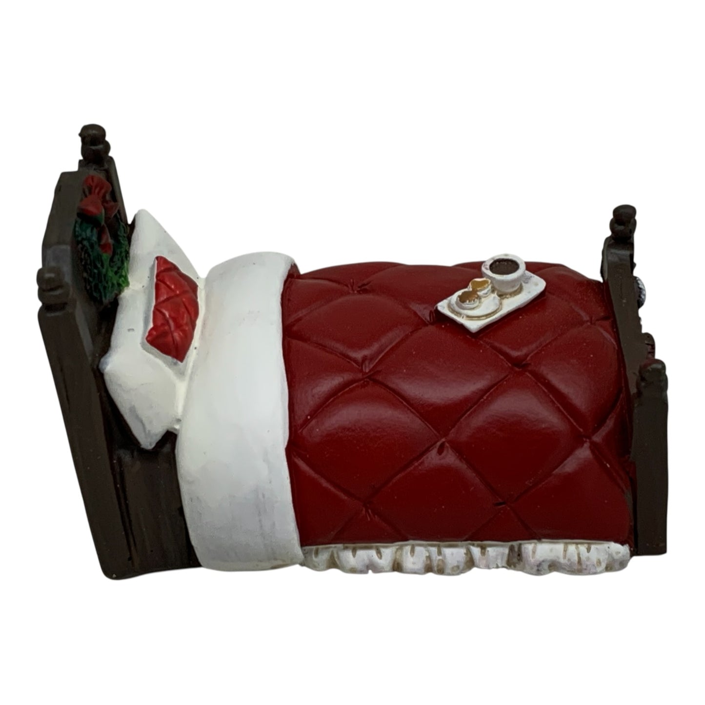 28090 - ASHLAND 3.5" MINI EMBELLISHMENT 1:12 Scale, Red Plastic, Traditional Style Dollhouse Christmas Bed |Pod 2-15|