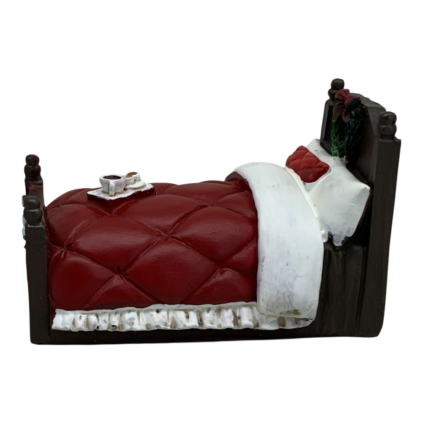 28090 - ASHLAND 3.5" MINI EMBELLISHMENT 1:12 Scale, Red Plastic, Traditional Style Dollhouse Christmas Bed |Pod 2-15|