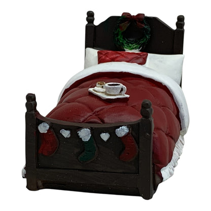 28090 - ASHLAND 3.5" MINI EMBELLISHMENT 1:12 Scale, Red Plastic, Traditional Style Dollhouse Christmas Bed |Pod 2-15|