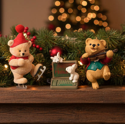 48024- Hallmark Set: Happy Holidata Mouse, Fiddlin' Around & Skating Bears Ornaments 5" |TBD|