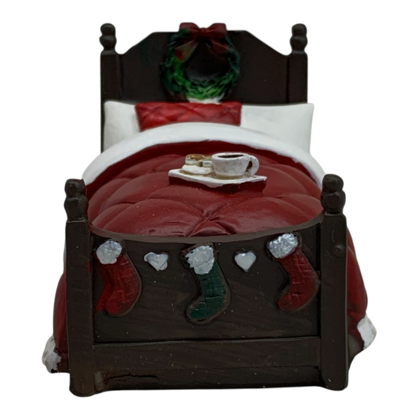 28090 - ASHLAND 3.5" MINI EMBELLISHMENT 1:12 Scale, Red Plastic, Traditional Style Dollhouse Christmas Bed |Pod 2-15|