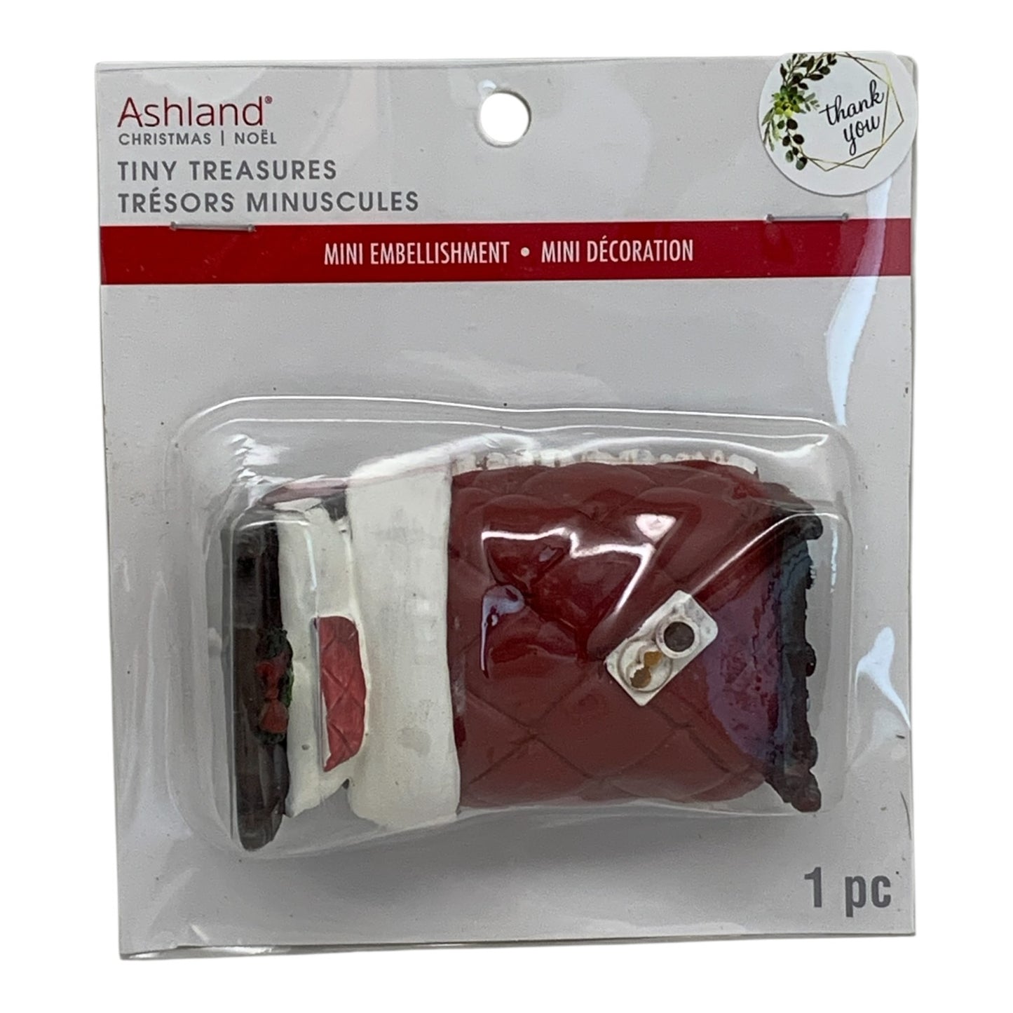 28090 - ASHLAND 3.5" MINI EMBELLISHMENT 1:12 Scale, Red Plastic, Traditional Style Dollhouse Christmas Bed |Pod 2-15|