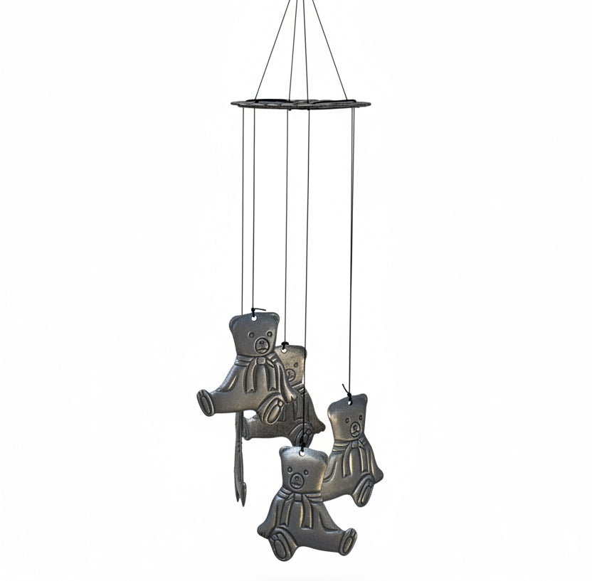 12120 - 16" Teddy Bear Silver Alloy Windchime |12-25|