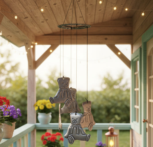 12120 - 16" Teddy Bear Silver Alloy Windchime |12-25|