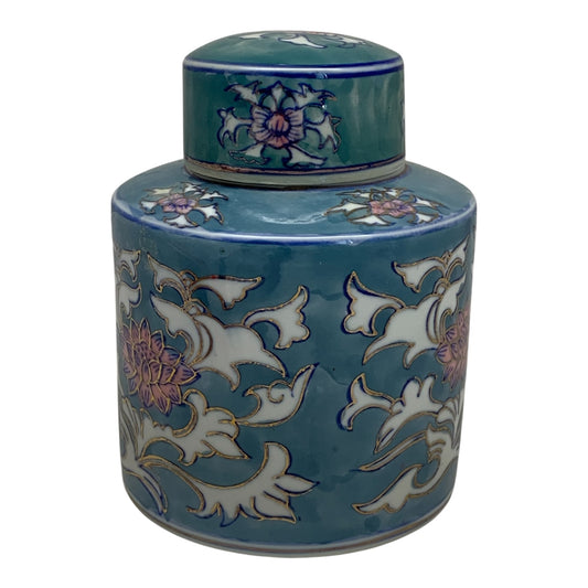 2007 - 6" Teal Floral Ginger Jar |10-15|23-2|