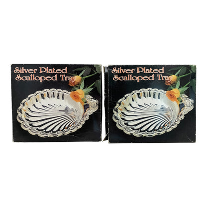 6221 -SET OF TWO  6" Scalloped Silver Plated Tray |A-16|