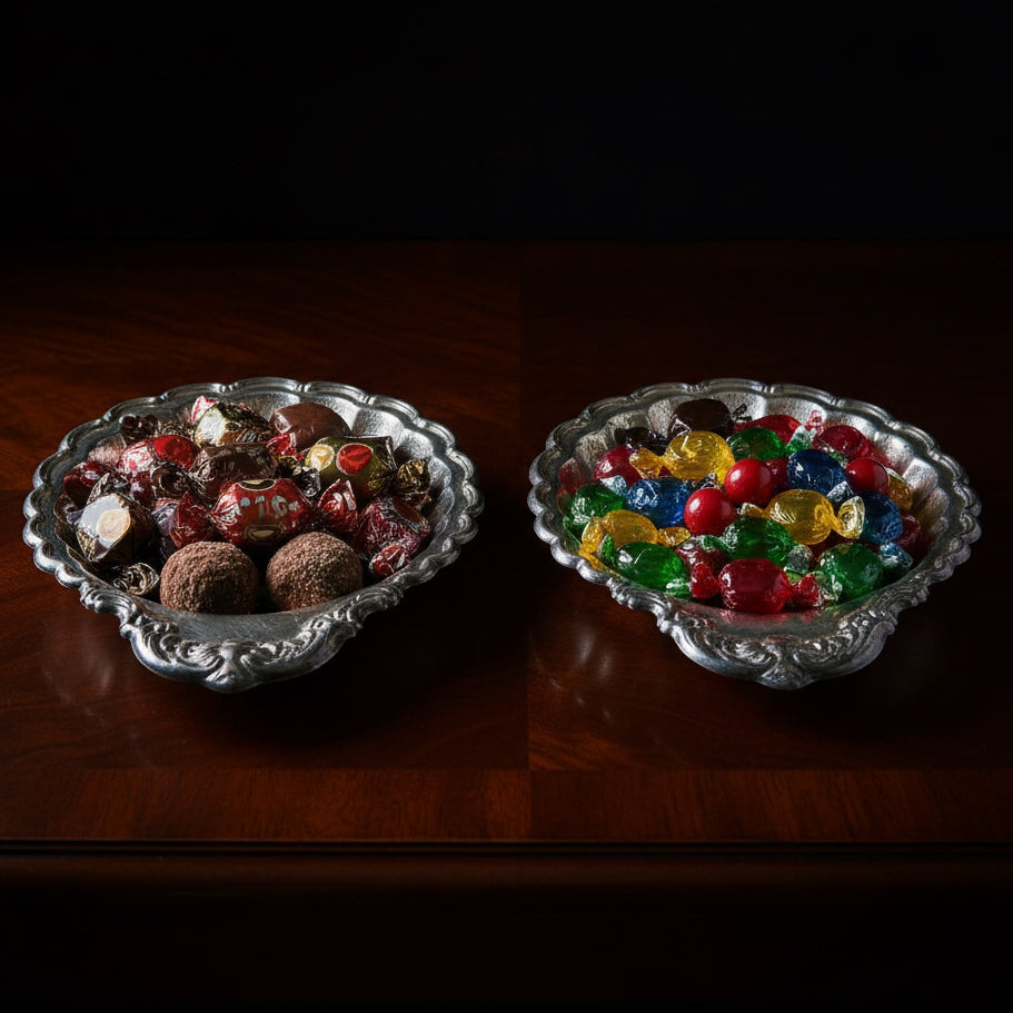 6221 -SET OF TWO  6" Scalloped Silver Plated Tray |A-16|