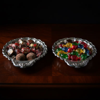 6221 -SET OF TWO  6" Scalloped Silver Plated Tray |A-16|