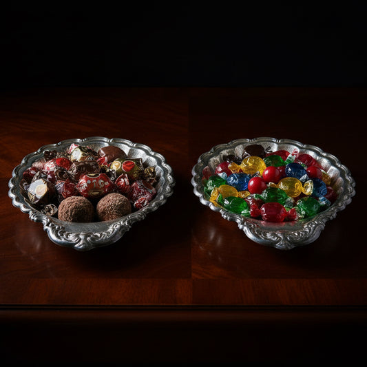 6221 -SET OF TWO  6" Scalloped Silver Plated Tray |A-16|