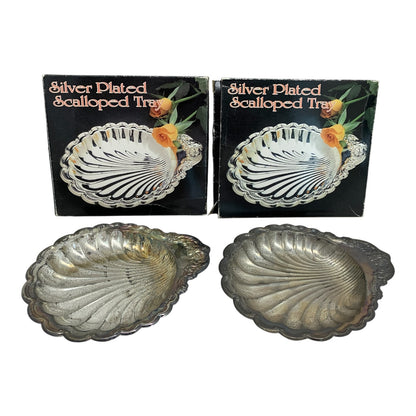 6221 -SET OF TWO  6" Scalloped Silver Plated Tray |A-16|