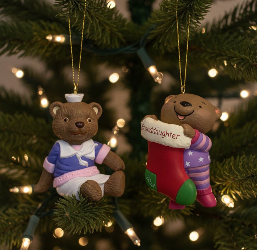 3777 - Hallmark Teddy Bear Granddaughter Set of Two Ornaments |TBD|