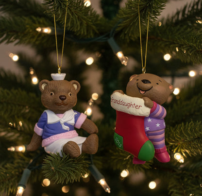 3777 - Hallmark Teddy Bear Granddaughter Set of Two Ornaments |TBD|