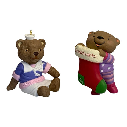 3777 - Hallmark Teddy Bear Granddaughter Set of Two Ornaments |TBD|