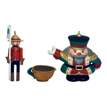 48038 -Hallmark Bundle: "Tea Time!" 2-Piece Set & Soldier with Flag (3rd in Series) Christmas Ornaments 4" |TBD|