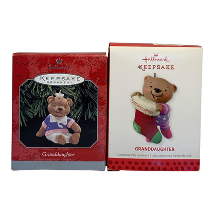 3777 - Hallmark Teddy Bear Granddaughter Set of Two Ornaments |TBD|