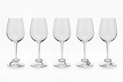 20429 - Wine Markers Set of Five Silver Brushed Shapes 6" |12-25|