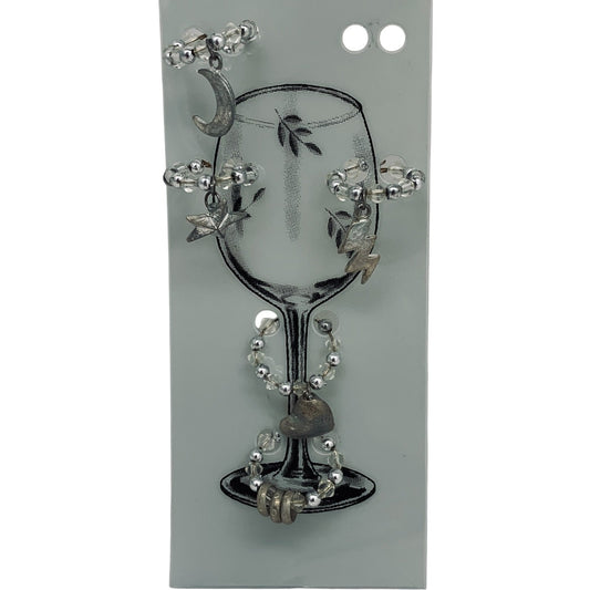 20429 - Wine Markers Set of Five Silver Brushed Shapes 6" |12-25|