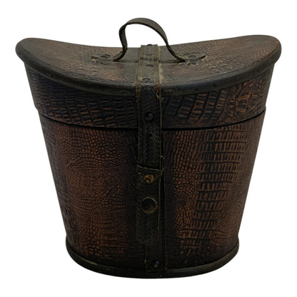 39312 - Vintage 8x10" Leather/Wood Hat Box |11-2|