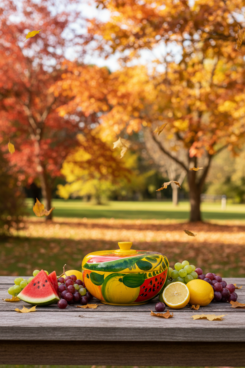 21654 - 10" Solid Wooden Hand Painted Fruit Bowl |TBD|