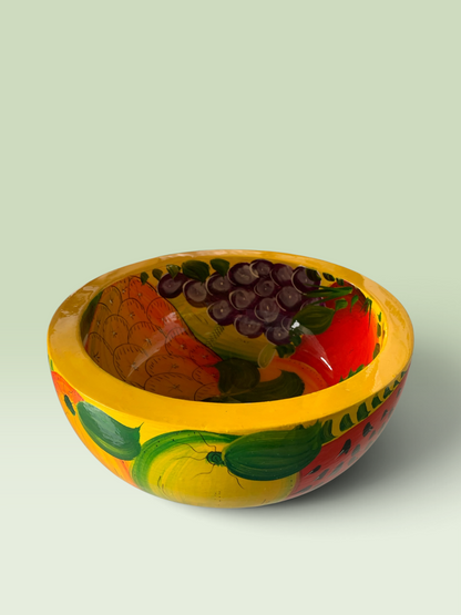 21654 - 10" Solid Wooden Hand Painted Fruit Bowl |TBD|