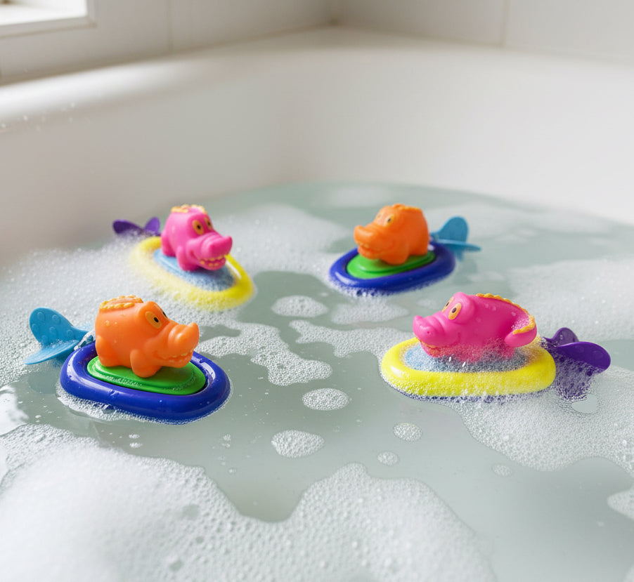 36213 - SET OF FOUR ALLIGATOR WIND UP SWIMMING 4" BATH TOYS |TBD|