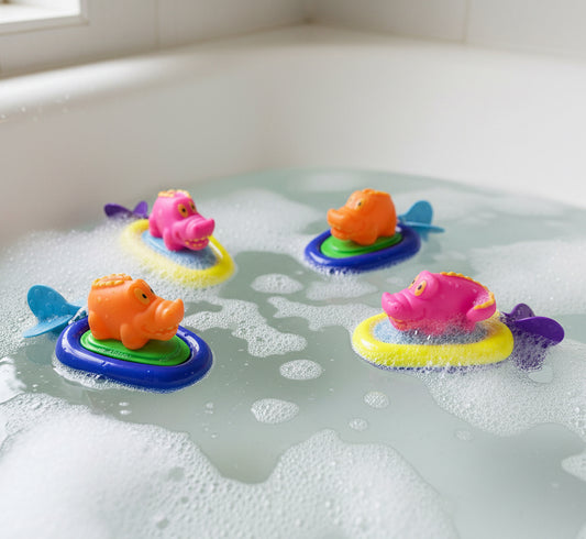 36213 - SET OF FOUR ALLIGATOR WIND UP SWIMMING 4" BATH TOYS |TBD|