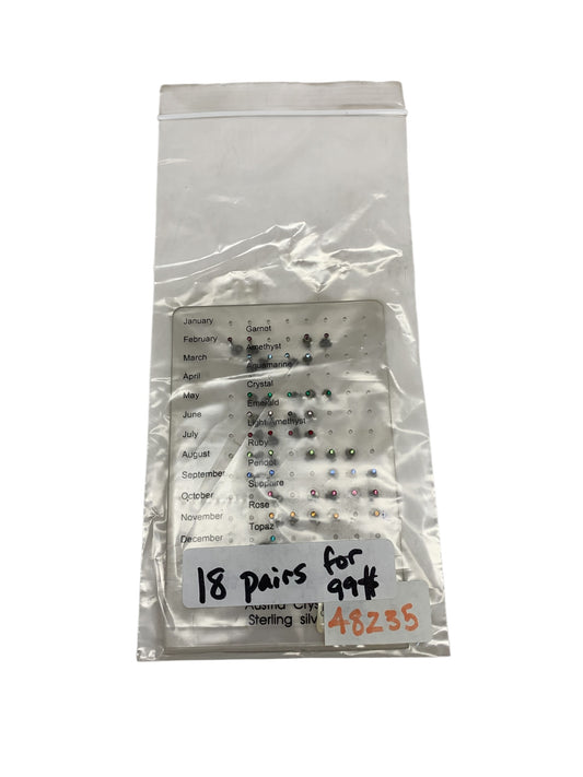48235 - Pack of Birth Stone Austria Crystal Sterling Silver Earrings |TBD|
