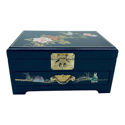 15391 - Jewelry Box Oriental Black Lacquer 14" |23-4|
