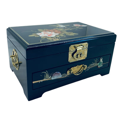 15391 - Jewelry Box Oriental Black Lacquer 14" |23-4|