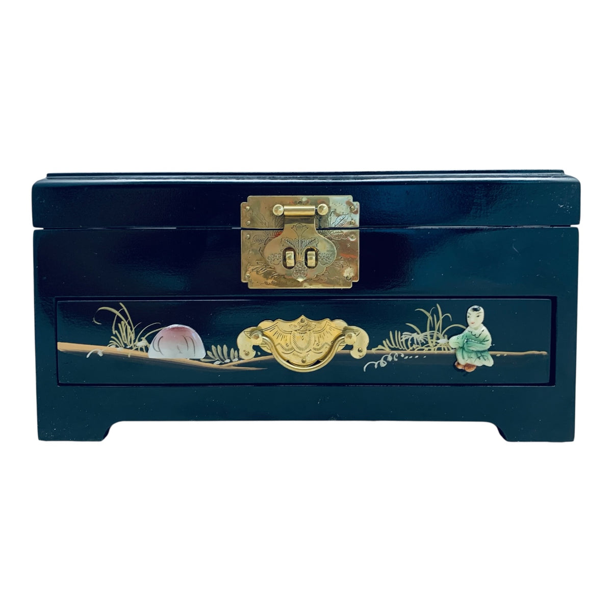 15391 - Jewelry Box Oriental Black Lacquer 14" |23-4|