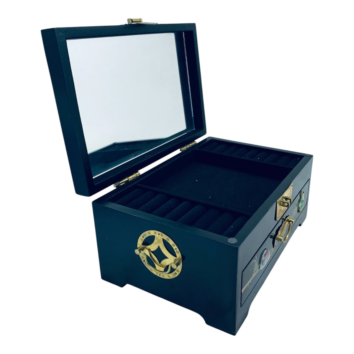 15391 - Jewelry Box Oriental Black Lacquer 14" |23-4|