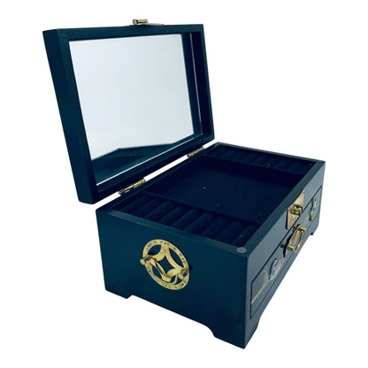 15391 - Jewelry Box Oriental Black Lacquer 14" |23-4|