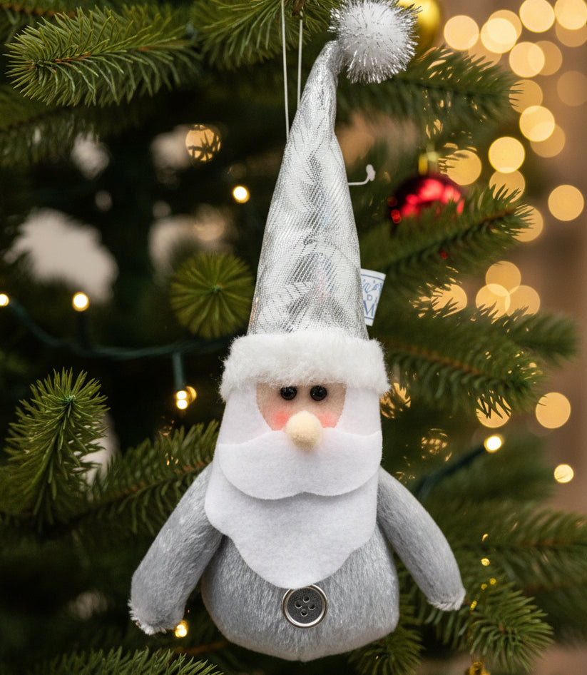 29398 - 8.5" Small Silver Santa Plush - |Pod 2-10|