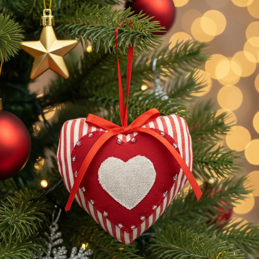 39223 - Striped Heart Ornament Plush 4" |Pod 2-10|