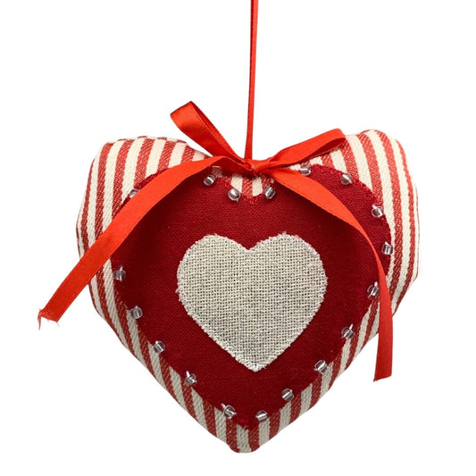 39223 - Striped Heart Ornament Plush 4" |Pod 2-10|