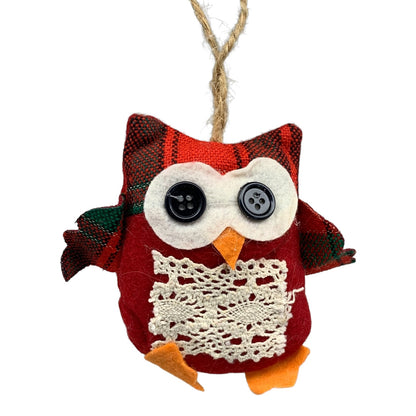 18471 - 4" Plush Owl Ornament w Lace |Pod 2-10|