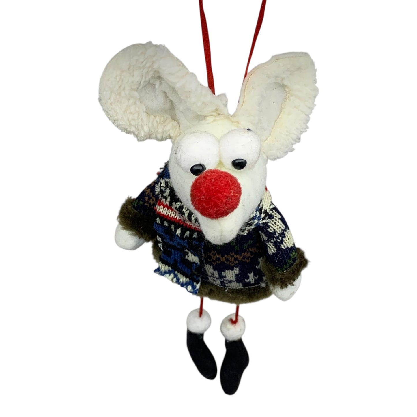 18924 - White Mouse Plush Tree Ornament |Pod 2-10|