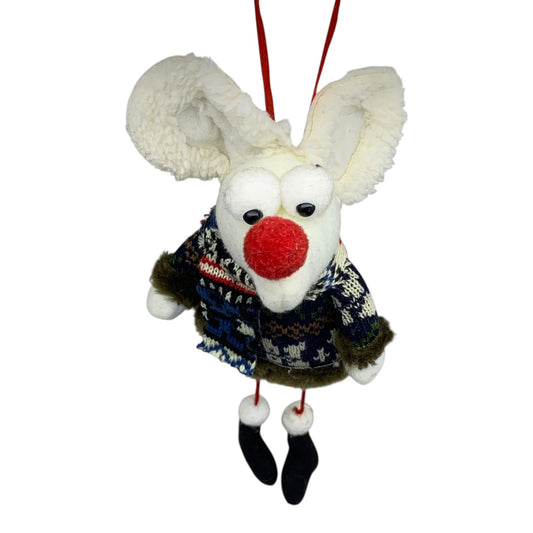 18924 - White Mouse Plush Tree Ornament |Pod 2-10|