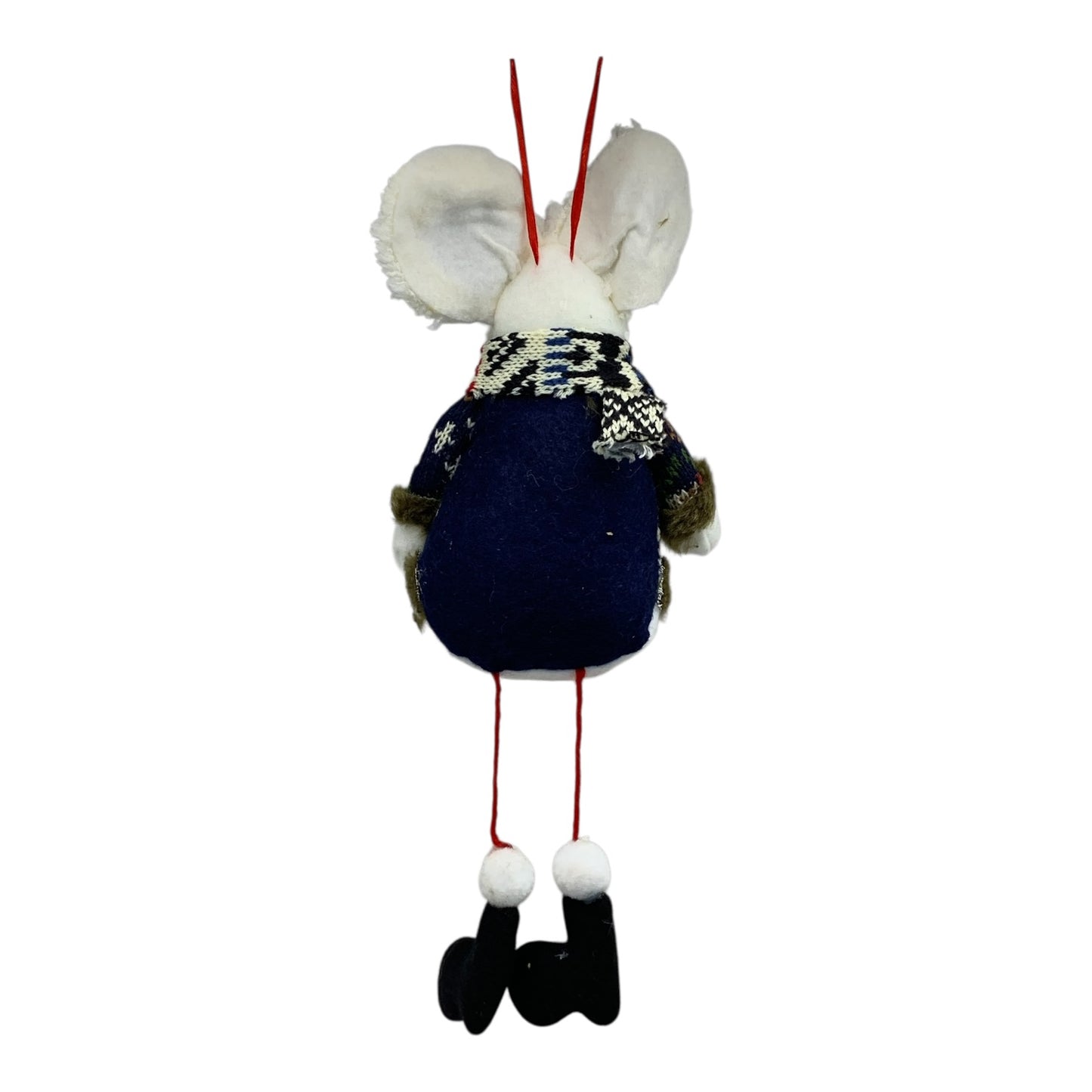 18924 - White Mouse Plush Tree Ornament |Pod 2-10|