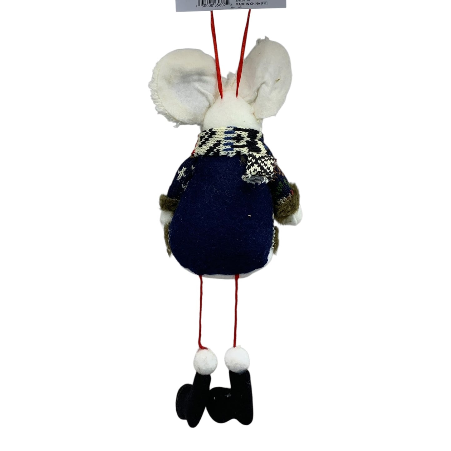 18924 - White Mouse Plush Tree Ornament |Pod 2-10|