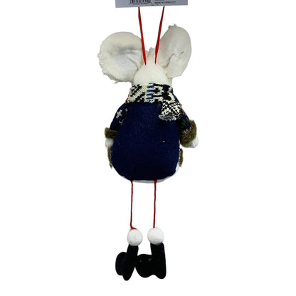 18924 - White Mouse Plush Tree Ornament |Pod 2-10|