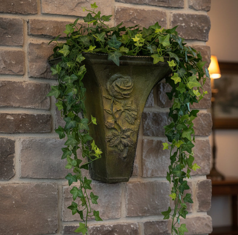 26489 - 10" Metal Wall Planter With Rose |11-20|